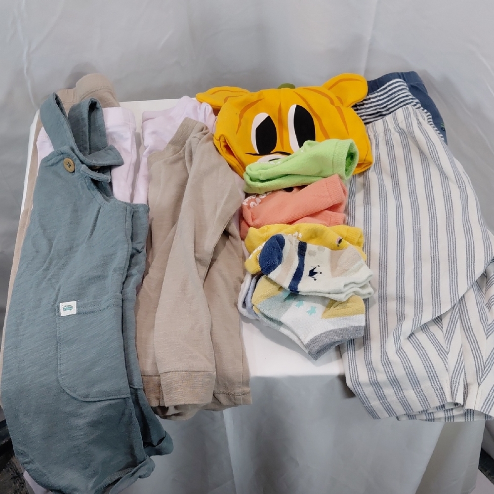 Kids Clothing Bundle with Striped Shorts and Pumpkin Hat